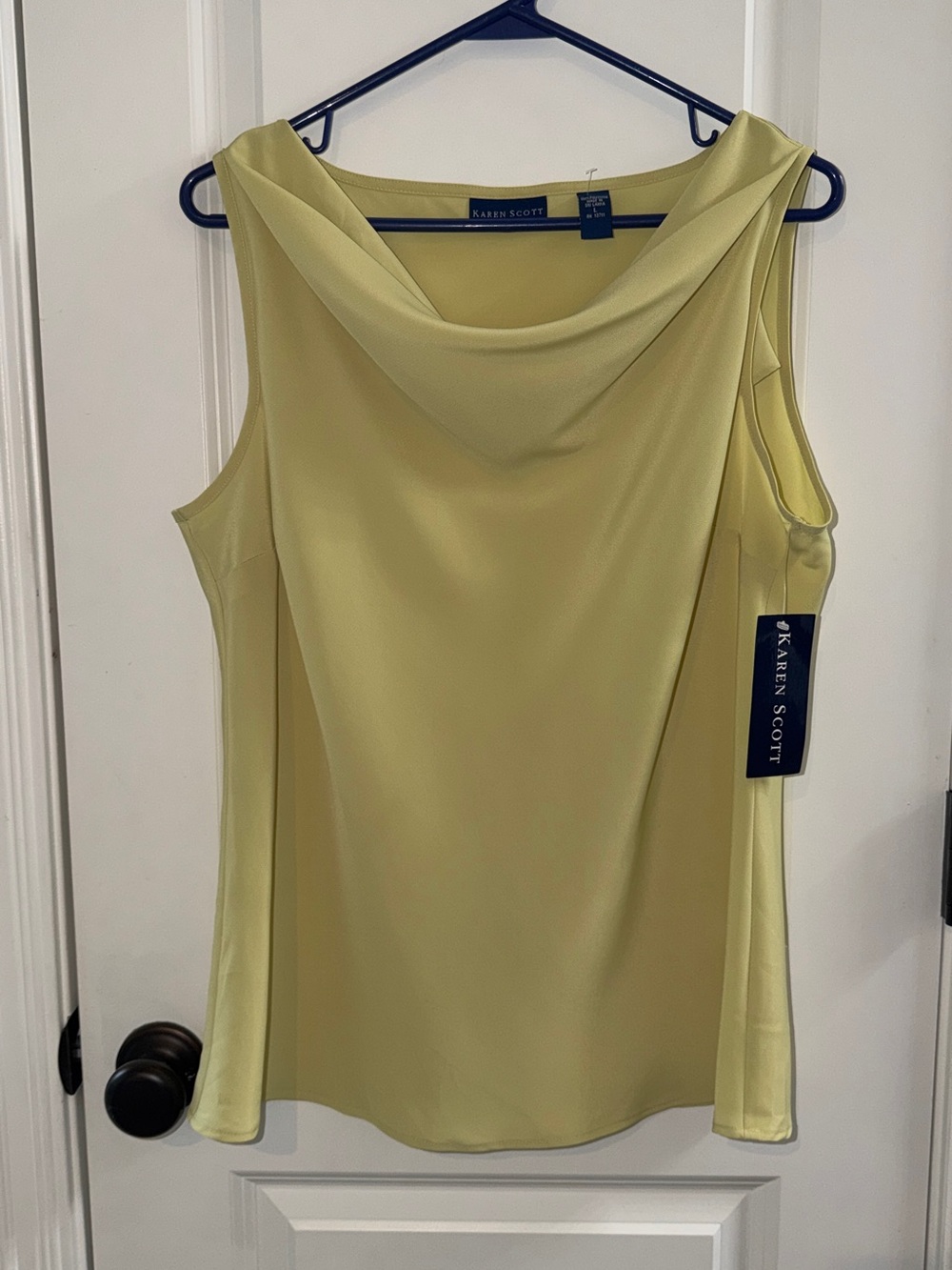 Karen Scott Sleeveless Cowl Neck Camisole - Light Yellow